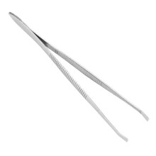 Pinsetit - Viistetty muotoilu - Ruostumatonta terästä - 8 cm uritettu kahva - Tarkka karvanpoisto