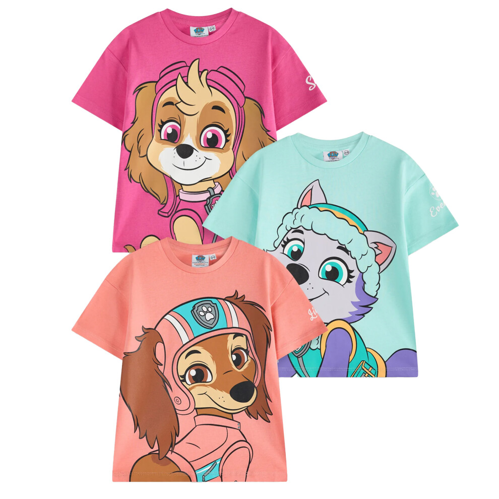 Paw Patrol (3-4 Years, ) Girls Character Short-Sleeved T-Shirt (Pack Of 3) Multicoloured
