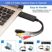 Äänenkaappauslaite, USB 2.0 -ääni-/videomuunnin, analogisesta digitaaliseen VHS-kasettiin Windows 10/8/7/VHS-laitteille