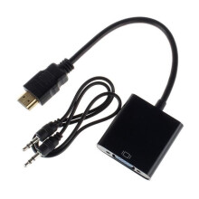 HDMI naar VGA-converteradapter met 1080p-audio en USB-kabel voor pc, zwart H026F0