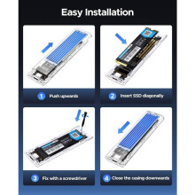 ORICO NVMe M.2 SSD Enclosure USB-C USB3.1 Gen2 10Gbps Transparent External Adapter Enclosure for 2280 PCI-E M2 Hard Drive