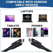 Thunderbolt 5 Cable, Thunderbolt 5 80Gbps with Up to 120Gbps Bandwidth and 240W, Backward Compatible with USB4 Cable