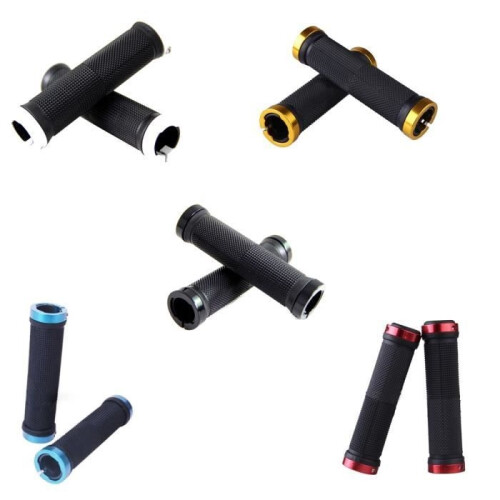 1 Pair Black Mountain Bike Rubber Lock-On Bicycle Handlebar Grips 2