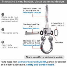 2 Pieces 304 Stainless Steel Ceiling Hook, Suspension Trainer Hanging Kit for Hanging Chair, Hanging Lamp