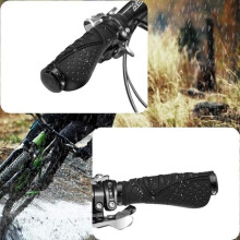 Ergonomic Non-Slip Bicycle Handlebar Grips, Rubber Bike Grips with Double Locking Mechanism, Black/Red