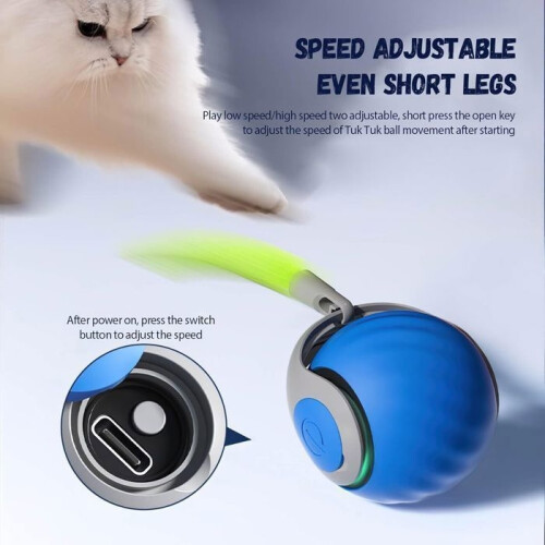 Interactive cat ball with replaceable tail, smart interactive ball, 2 speeds, automatic electric toy ball 1