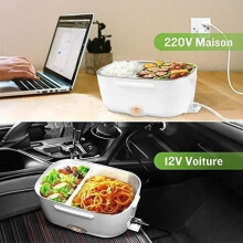 Elektrisch verwarmde lunchbox - Roestvrij staal - 220V - 1200 ml - 2 compartimenten - Gemakkelijk schoon te maken