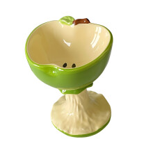 Distinctive Glass Tall Base Fruit Container Excellent For-Green
