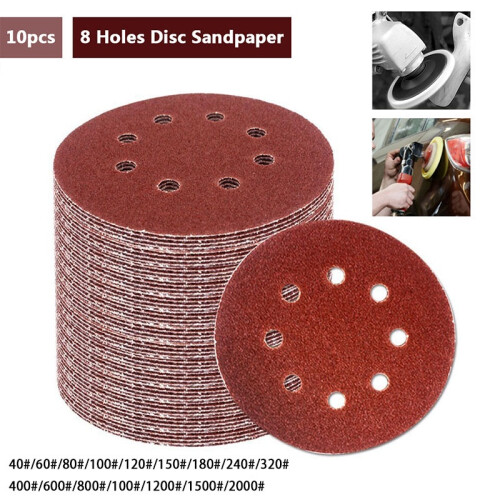 (1500Grit)10pcsset 5inch 8hole Sanding Discs 402000 Grit Hook Loop Tools Polishing 2