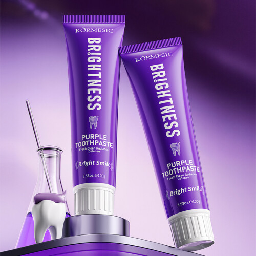 Purple toothpaste for teeth cleaning and care. 1