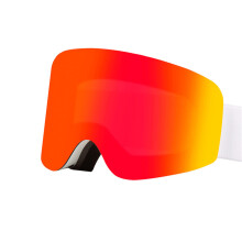 Double Layer Anti Fog Ski Goggle with Magnetic Lens-white red