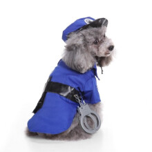 Dog and Cat Uniform, Cute Pet Clothes, Funny Cosplay Costume, Cool Police Outfit with Hat - Small