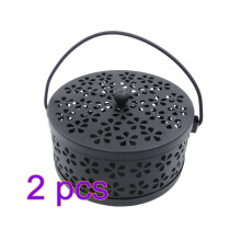 2St Zwarte Metalen Vintage Brander Case Met Handvat En Open Design