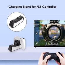 PS5 Controller Charger for Playstation 5 Controller, Dual USB Fast Charging Stand with LED Indicator - Black