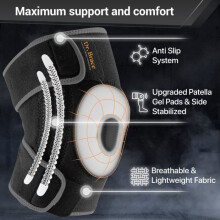 2-Piece Adjustable Knee Brace for Ligament Support and Open Patellar Support, Non-Slip Knee Brace for Arthritis and Meniscus Pain