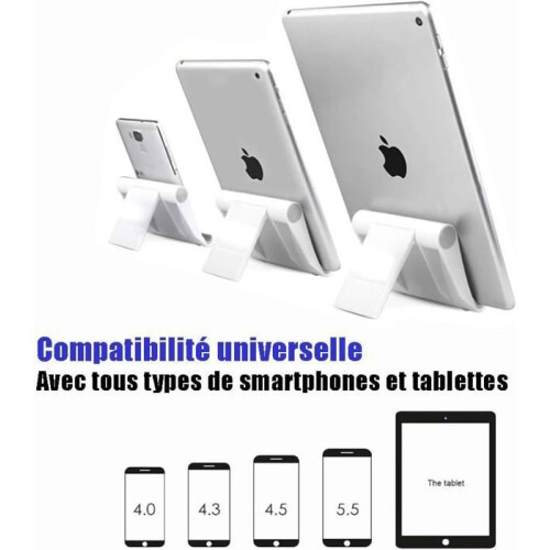 Opvouwbare en verstelbare tablet- en telefoonhouder, wit 2