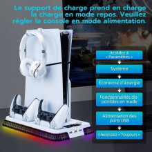 PS5 Stand for PS5 & PS5 Slim, with Dual Controller Cooling and Charging Station, 3-Fan Cooling