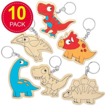 Baker Ross - AT671 - Puiset dinosaurus-avaimenperät (10 kpl pakkaus) - Lasten askartelutarvikkeet