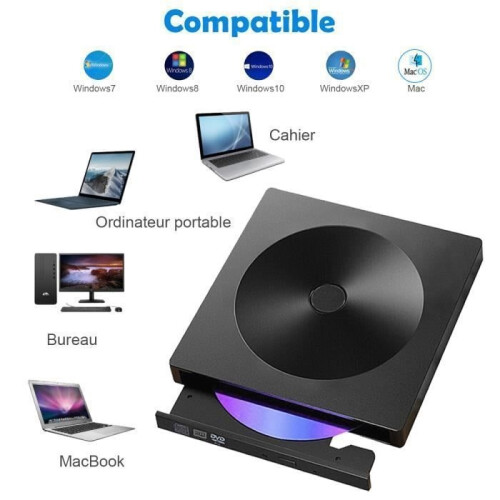 Ultra Slim Portable USB 3.0 Type-C External DVD/CD Writer/Reader - External Reader with 8.5GB CD/DVD Drive 1