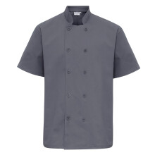 (4XL, Steel) Premier Mens Short-Sleeved Chef Jacket