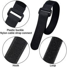 40-Piece Velcro Straps, Black Cable Ties 2cm x 40cm/30cm/20cm/15cm (10 Pieces Each), Reusable Velcro Cable Ties