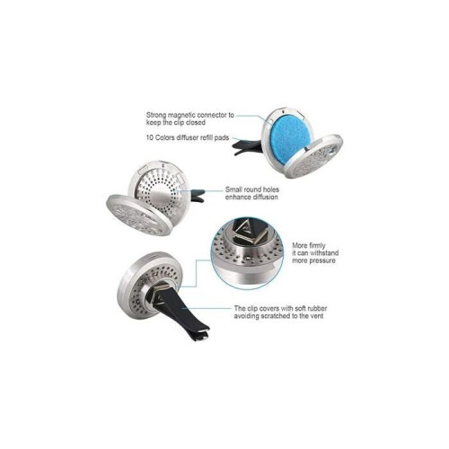 Car Diffuser, Essential Oil for Car, Stainless Steel Oil Diffuser, Aromatherapy Locket with Powerful Magnet 2