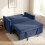 Homcom (Blue) HOMCOM 2 Seater Sofa Bed, 3-in-1 Velvet Pull Out Sleeper Sofa 8