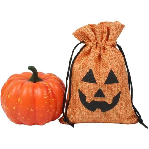 Jute gift bag - Pumpkin shape - Pack of 30 - Orange - Drawstring 1