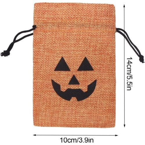 Jute gift bag - Pumpkin shape - Pack of 30 - Orange - Drawstring 2