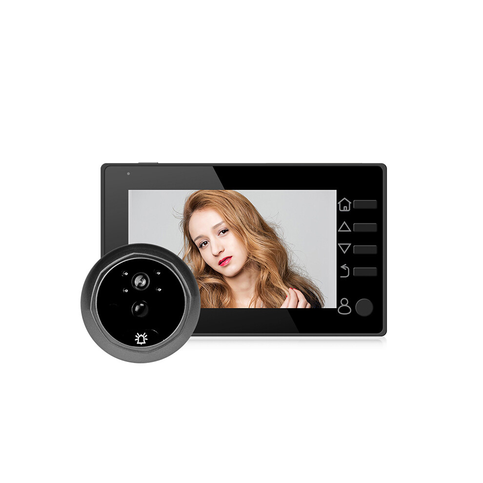 (Black) 4.3 Inch Hd Display Visual Peephole Video Doorbell 145 Degree Angel 1 Megapixel Camera Pir Motion Detection Night Vision Cat Eye 4017648540115