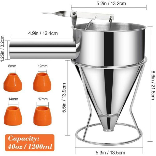 1.2 liter kitchen piston funnel for baking, durable plastic manual dispenser for precise preparation 2