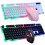 USB wired keyboard and mouse set with LED lighting, 1000 DPI, 104 keys, white and comfortable 4