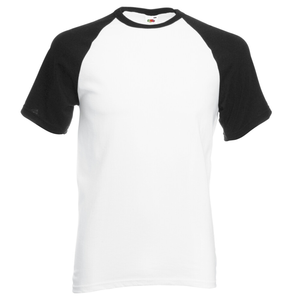 Fruit Of The Loom (2Xl, White/Black) Mens Short Sleeve Baseball T-Shirt Black