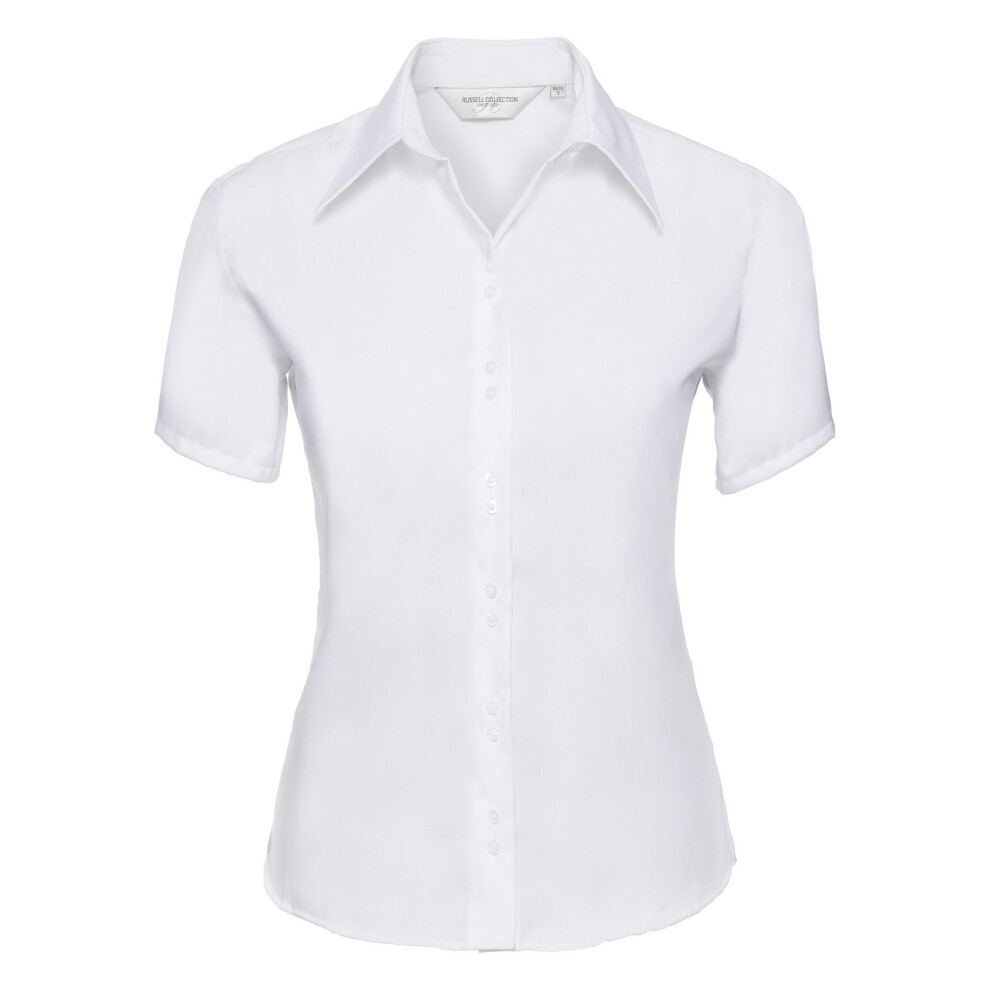 Russell (M, ) Collection Ladies/Womens Short Sleeve Ultimate Non-Iron Shirt White