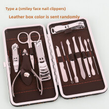 (Style A)Kit de herramientas profesionales para uñas de manicura y pedicura con estuche de cuero 12 piezas