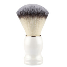 (White)Cepillo de afeitar de aseo para hombre con diseño de madera para herramienta de afeitado de limpieza facial