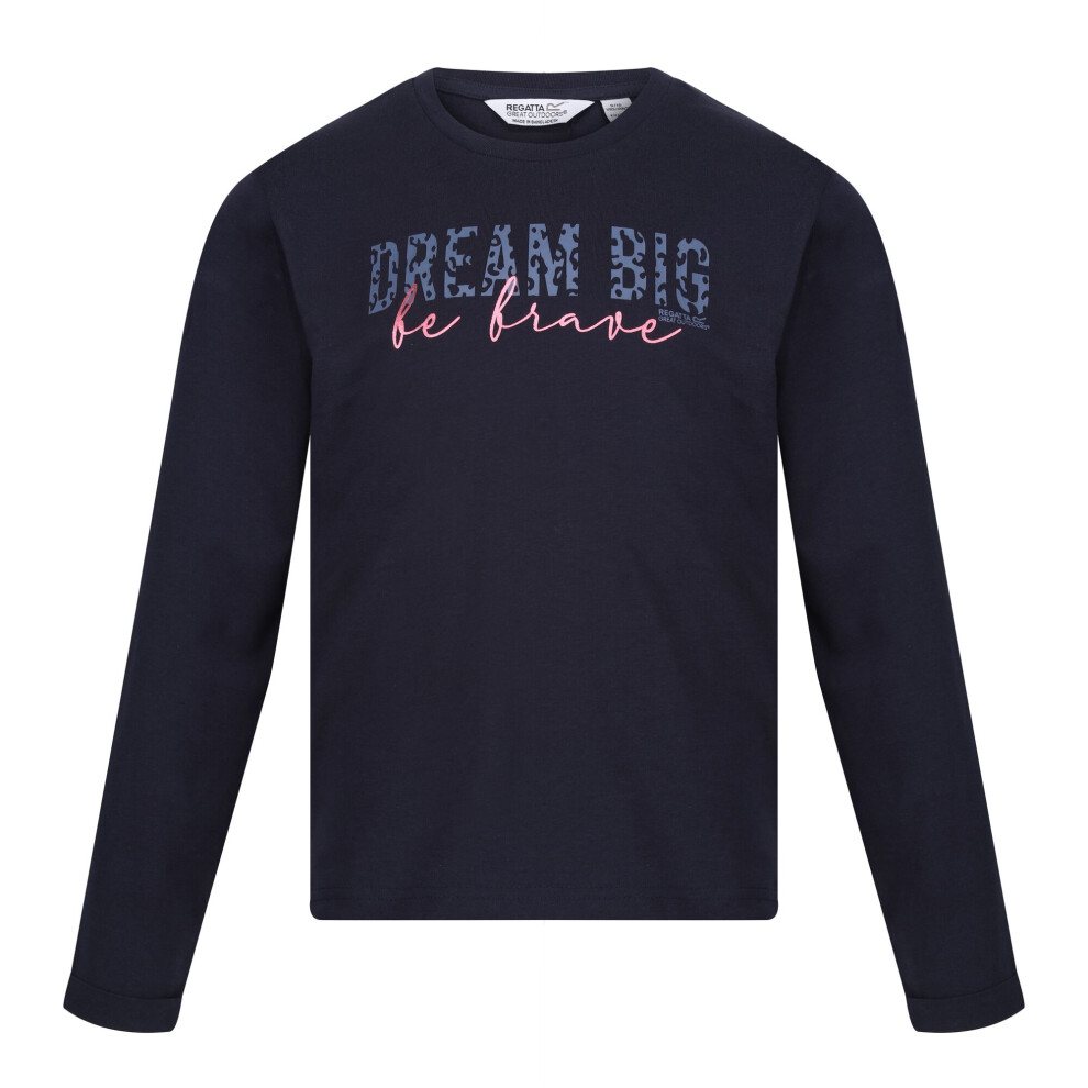 Regatta (9-10 Years, Navy) Childrens/Kids Wenbie Iii Slogan Long-Sleeved T-Shirt Blue,Multicoloured
