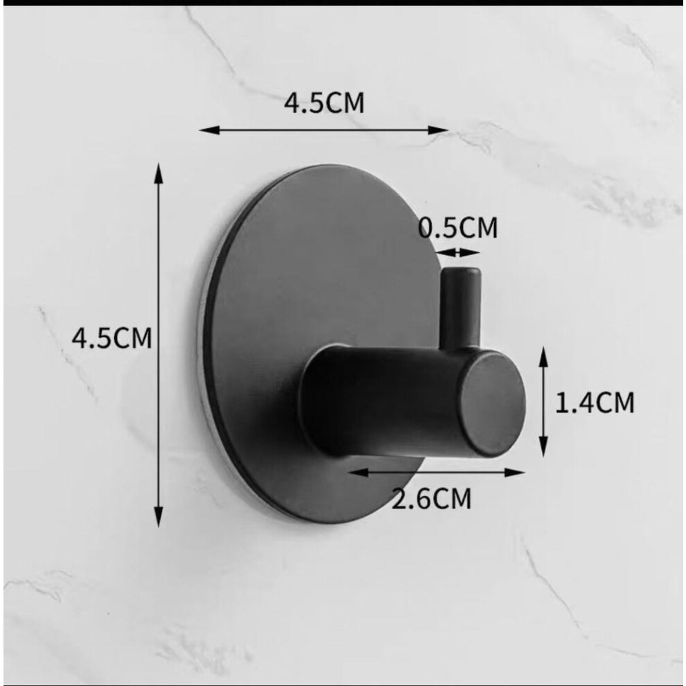 (Black Round) Adhesive Self Hook Adhesive Steel Hooks For Hanging Robe And Tool Bath Towel 698320889858