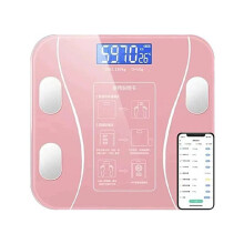 (Pink)Báscula de composición corporal inteligente con análisis de agua corporal y Bluetooth para fitness en casa