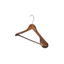 Perchas de madera extra hombro traje perchas pantalón agarre antideslizante acabado nogal