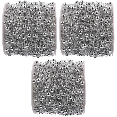 3Rouleaux Chaine Perles Argent Résistante Pour Décorations Bouquets 1