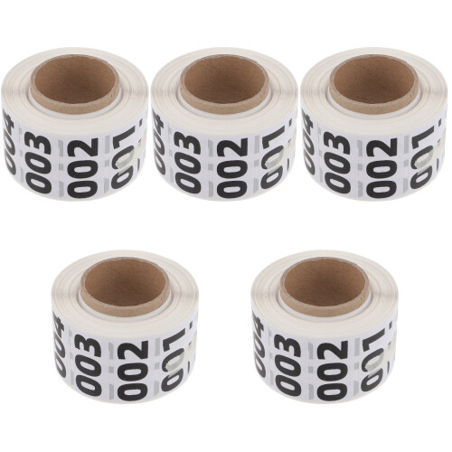5Rouleaux Stickers Numérotés Blanches Auto-Adhésives Pour 1