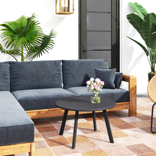 Outsunny Mesa de Café Negro 70 x 70 x 42 cm 1