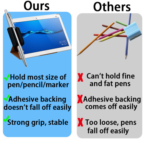 3-Pack Silicone Adhesive Pen Holder for Desk Blue 2