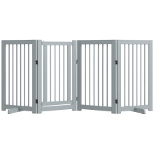 Hondenhek, vrijstaand, opvouwbaar, met deur en poten, houten frame, lichtgrijs