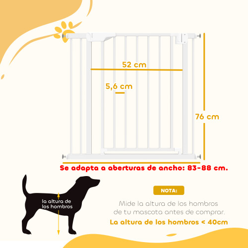 PawHut Barrera de Seguridad Blanco 88 x 3 x 76 cm 2