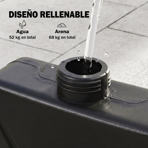 Outsunny Base para Sombrilla Negro 100 x 100 x 8 cm 2