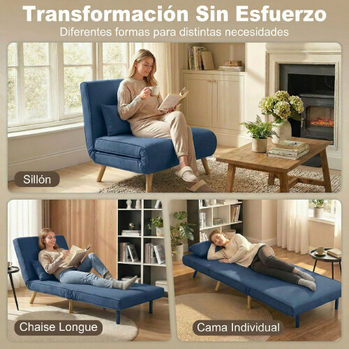 Homcom Sofá Cama Individual Azul 72 x 75 x 85 cm 1