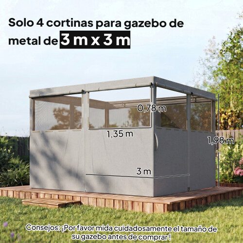 Outsunny Laterales para Carpa Gris 300 x 198 cm 2