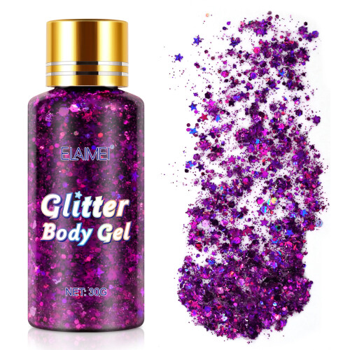 (Bright purple) Gel glitterato 30g